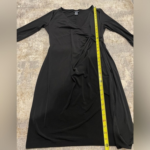 Oh Baby By Motherhood Black Elbow Sleeve Wrap Ity Dress W/ Waist Tie Size Medium - Picture 8 of 9